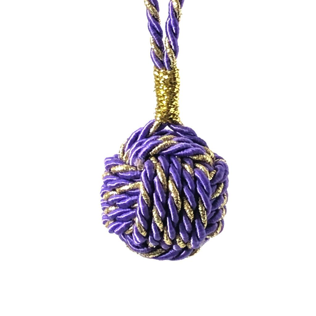 Purple and Gold Nautical Christmas Ball Ornament Metallic Monkey Fist Mystic Knotwork 