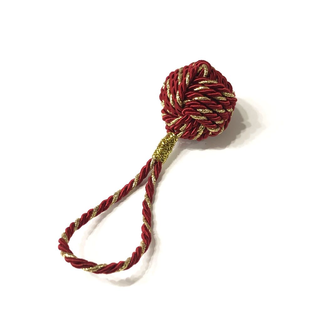 Burgundy Nautical Christmas Ball Ornament Metallic Monkey Fist Mystic Knotwork 