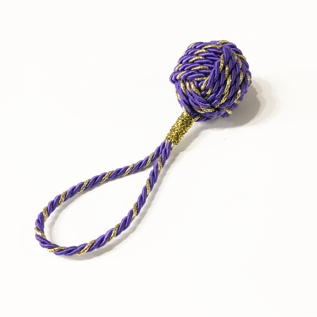 Purple and Gold Nautical Christmas Ball Ornament Metallic Monkey Fist Mystic Knotwork 