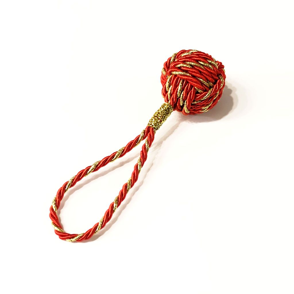 Red Nautical Christmas Ball Ornament Metallic Monkey Fist Mystic Knotwork 