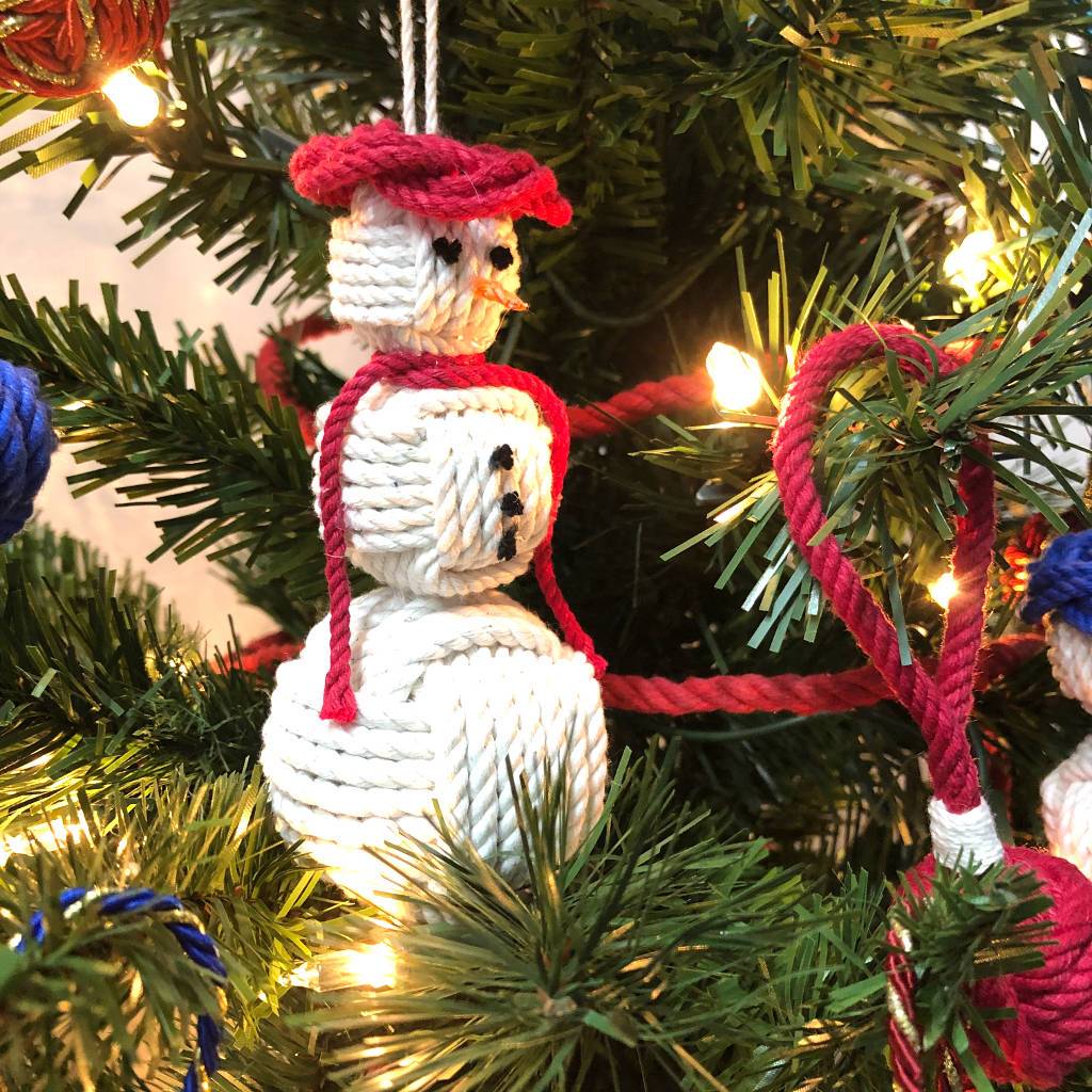 Purple Cap Nautical Snowman Hand Woven Monkey Knots for your tree Mystic Knotwork 