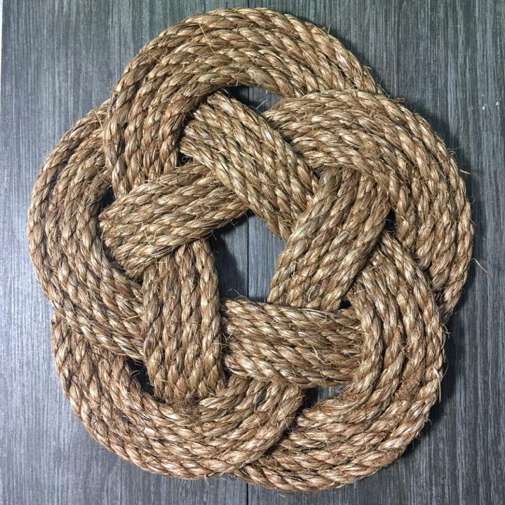 10 Nautical Sailor Knot Trivet, Manila Rope, Large