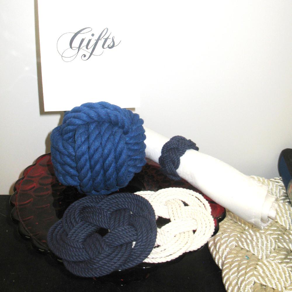 Nautical Knot Nautical Knot Card Holder, Blue, 4.5", 4-Pass handmade at Mystic Knotwork