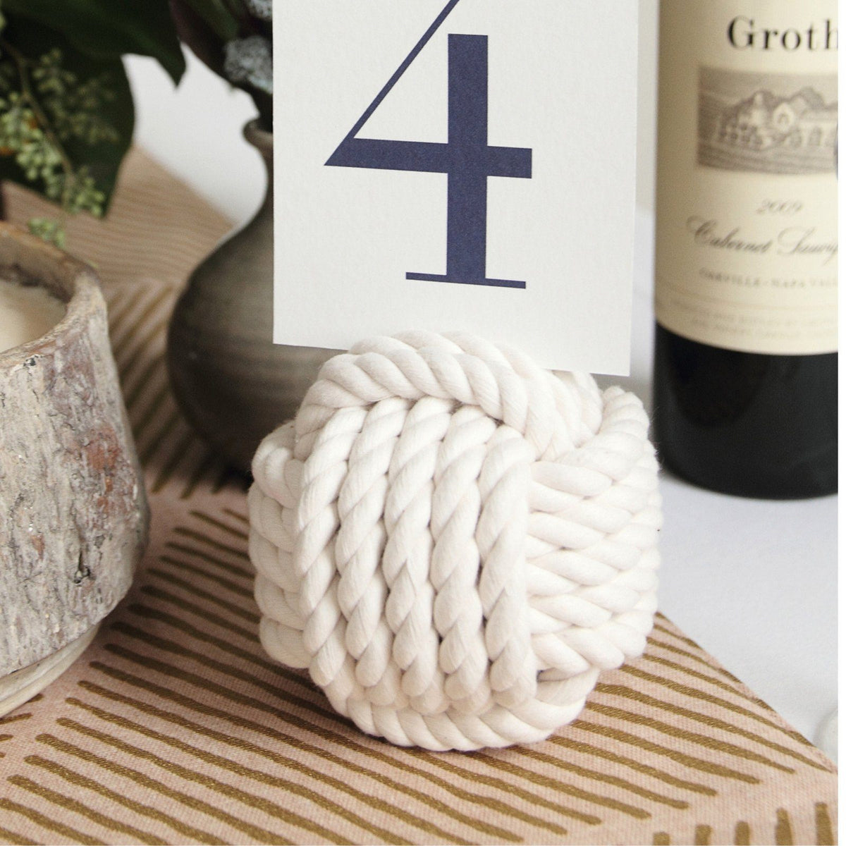 Nautical Knot Nautical Knot Card Holder, White, 4.5", 5-Pass handmade at Mystic Knotwork