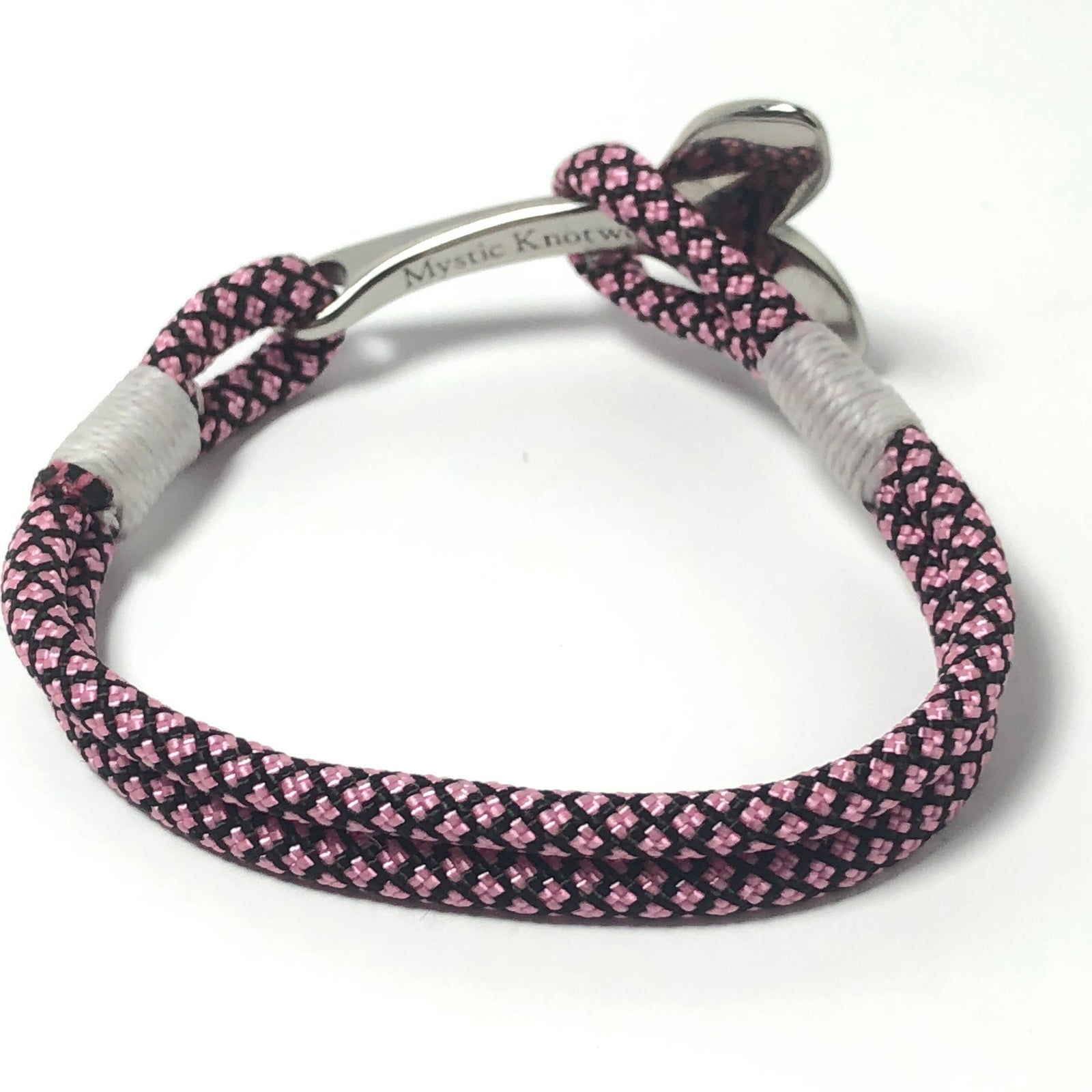Nautical Knot Pink Diamond Nautical Whale Tail Bracelet Stainless Steel 326 handmade at Mystic Knotwork