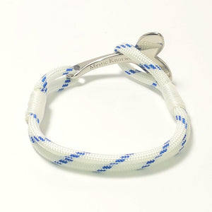 Nautical Knot Blue Stripe Nautical Whale Tail Bracelet Stainless Steel 165 handmade at Mystic Knotwork