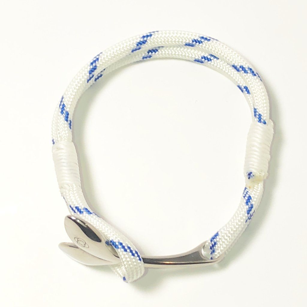Nautical Knot Blue Stripe Nautical Whale Tail Bracelet Stainless Steel 165 handmade at Mystic Knotwork