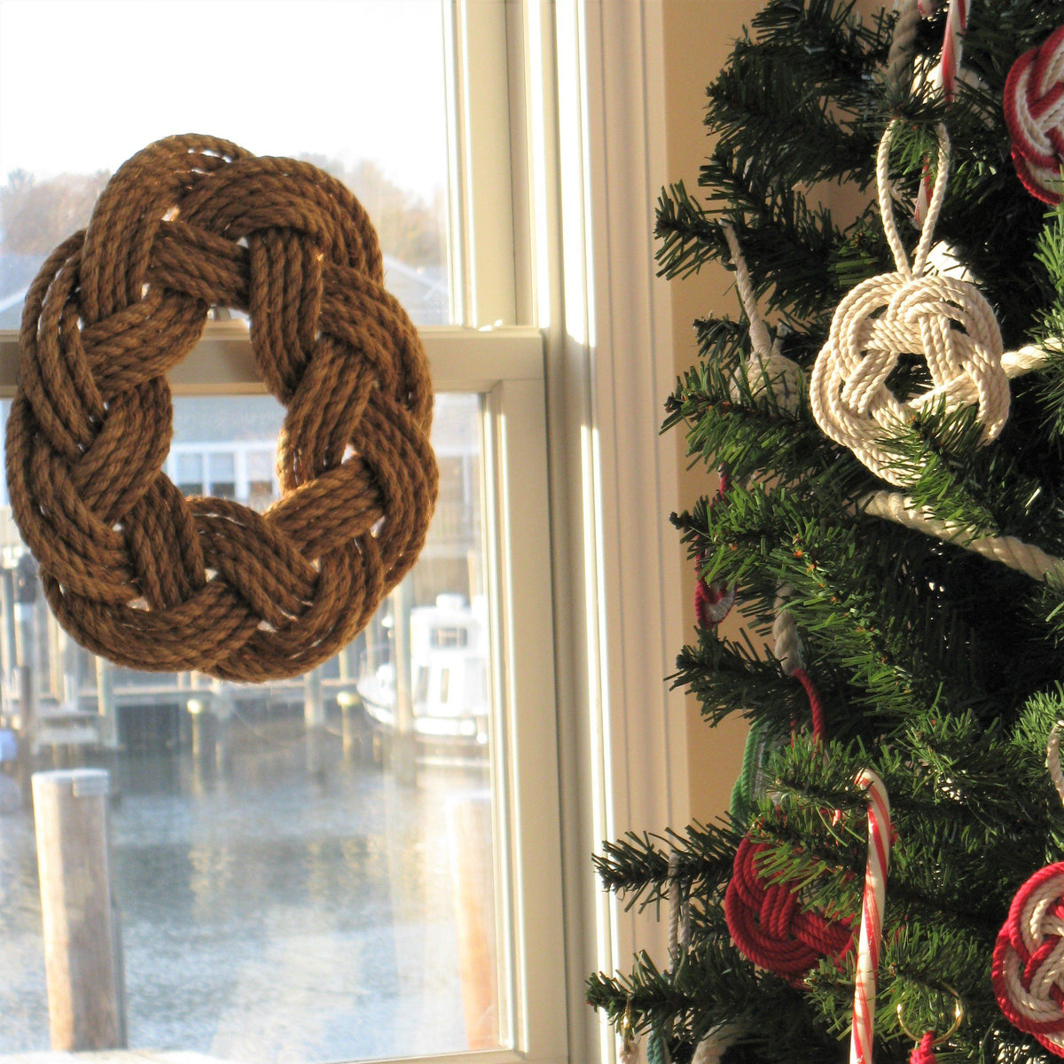 Nautical Knot Nautical Wreath, Manila Rope Wreath Sailor Knot Wreath for wall or Centerpiece handmade at Mystic Knotwork