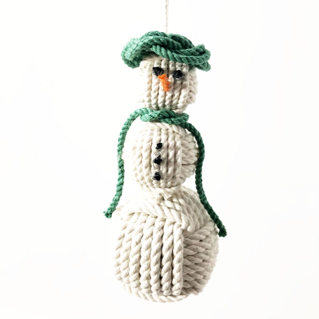 Nautical Snowman Hand Woven Monkey Knots for your tree -all choices- Mystic Knotwork Green 