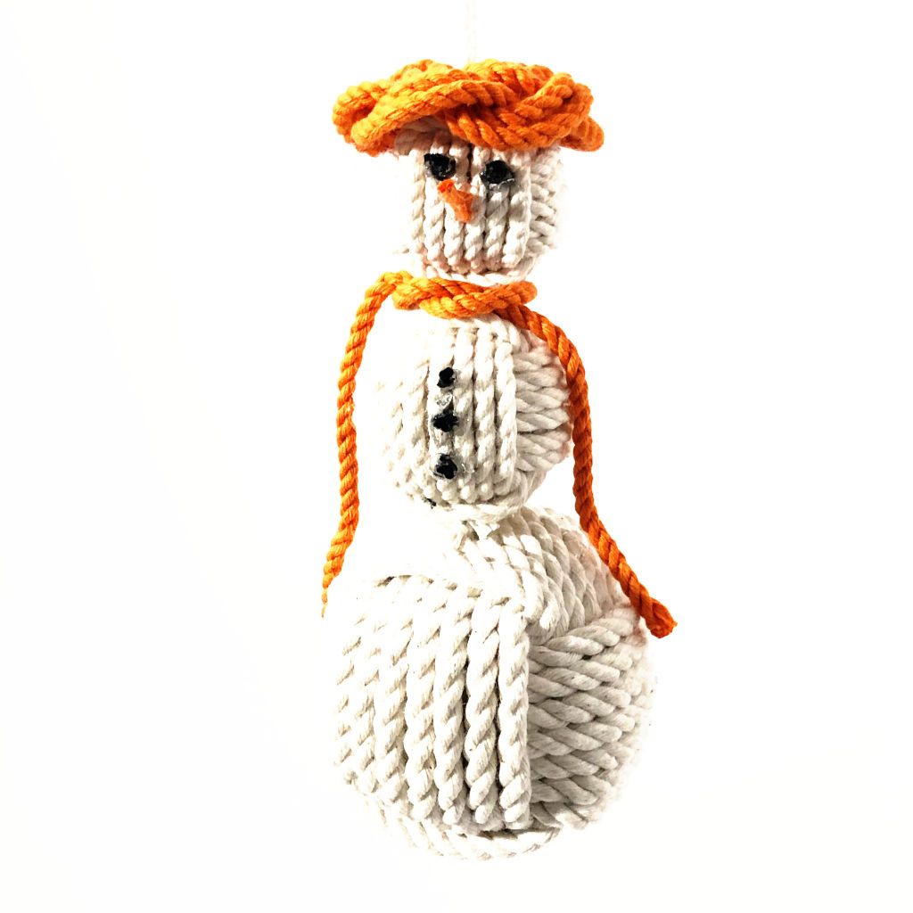 Orange Cap Nautical Snowman Hand Woven Monkey Knots for your tree Mystic Knotwork 