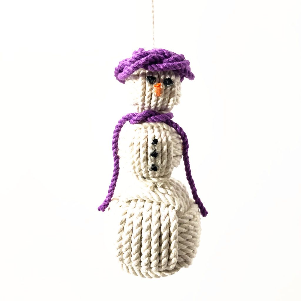 Purple Cap Nautical Snowman Hand Woven Monkey Knots for your tree Mystic Knotwork 