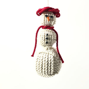 Red Cap Nautical Snowman Hand Woven Monkey Knots for your tree Mystic Knotwork 