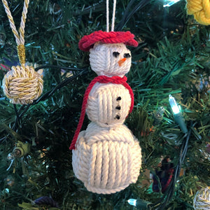 Nautical Snowman Hand Woven Monkey Knots for your tree -all choices- Mystic Knotwork Red 