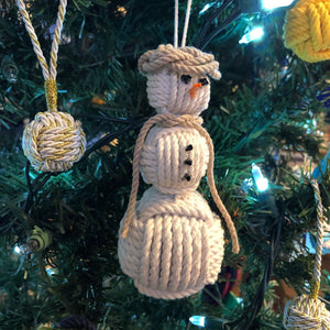 Tan Cap Nautical Snowman Hand Woven Monkey Knots for your tree Mystic Knotwork 