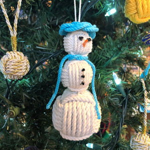 Turquoise Cap Nautical Snowman Hand Woven Monkey Knots for your tree Mystic Knotwork 