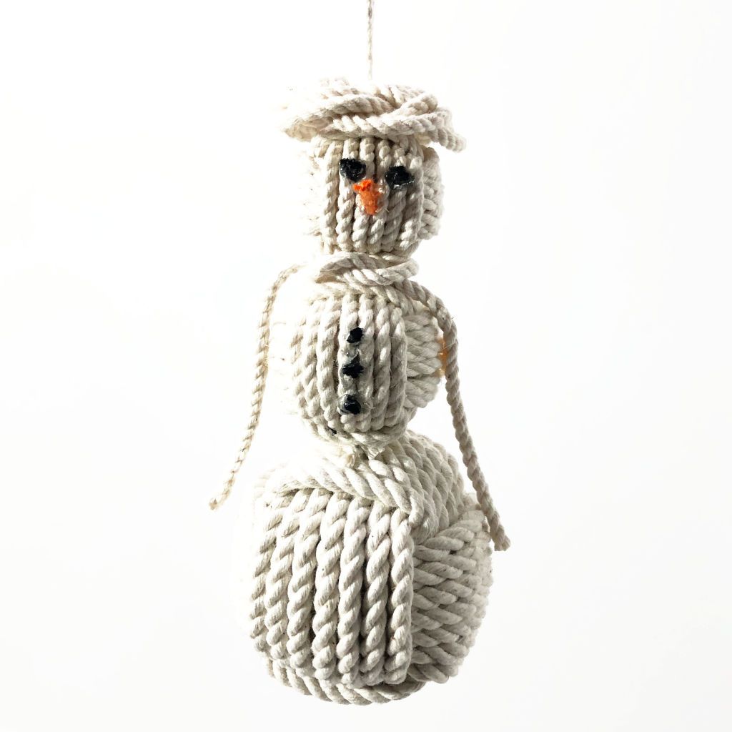White Cap Nautical Snowman Hand Woven Monkey Knots for your tree Mystic Knotwork 