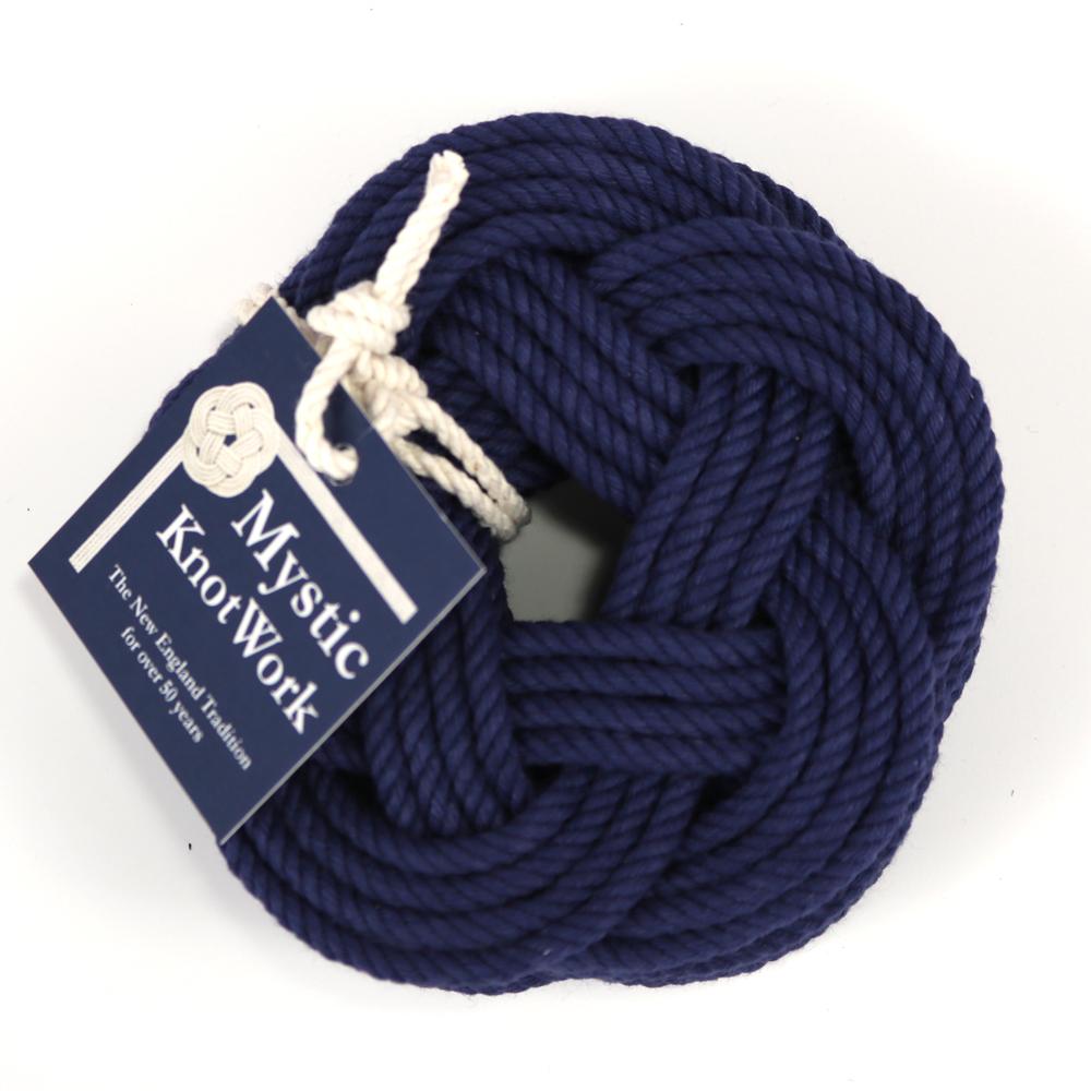 Nautical Knot Sailor Knot Coasters, woven in Navy Blue , Set of 4 handmade at Mystic Knotwork