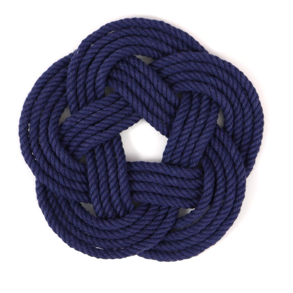 Nautical Knot Sailor Knot Coasters, woven in Navy Blue , Set of 4 handmade at Mystic Knotwork