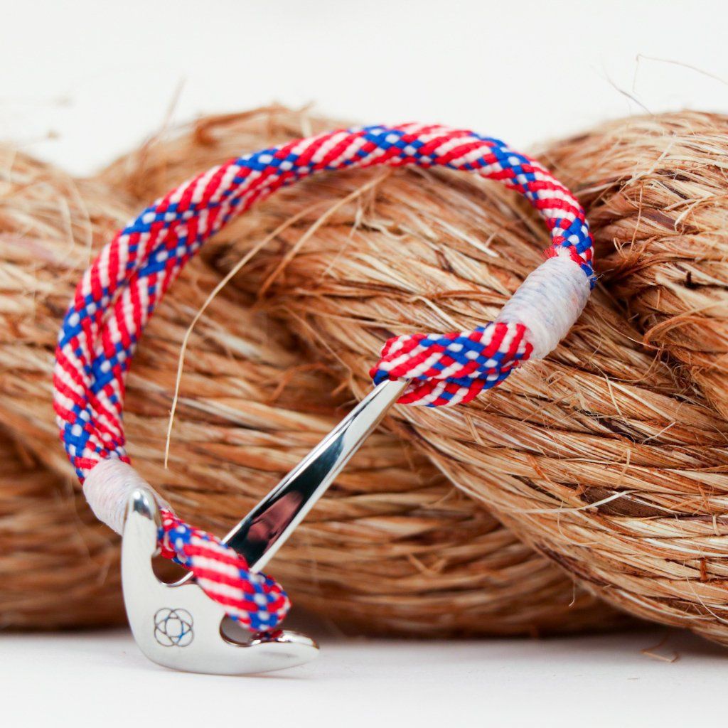 Nautical Knot Patriotic Nautical Anchor Bracelet Stainless Steel 187 handmade at Mystic Knotwork