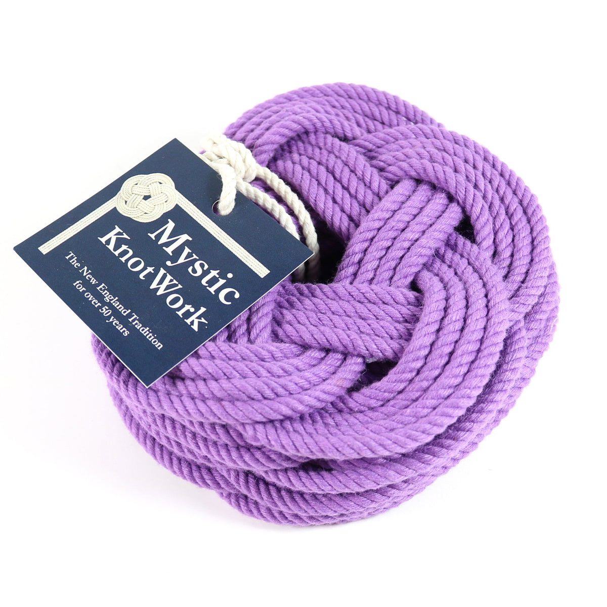 Nautical Knot Sailor Knot Coasters, woven in Purple Cotton , Set of 4 handmade at Mystic Knotwork