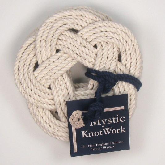 Nautical Knot Sailor Knot Coasters, Woven in White, Set of 4 handmade at Mystic Knotwork