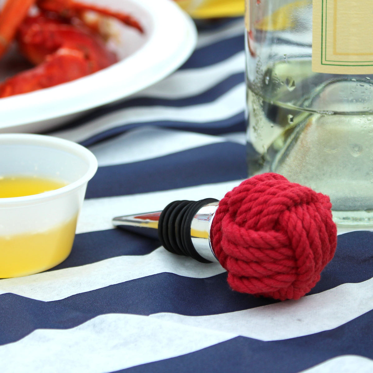 Red Bottle Stopper Nautical Monkey Fist