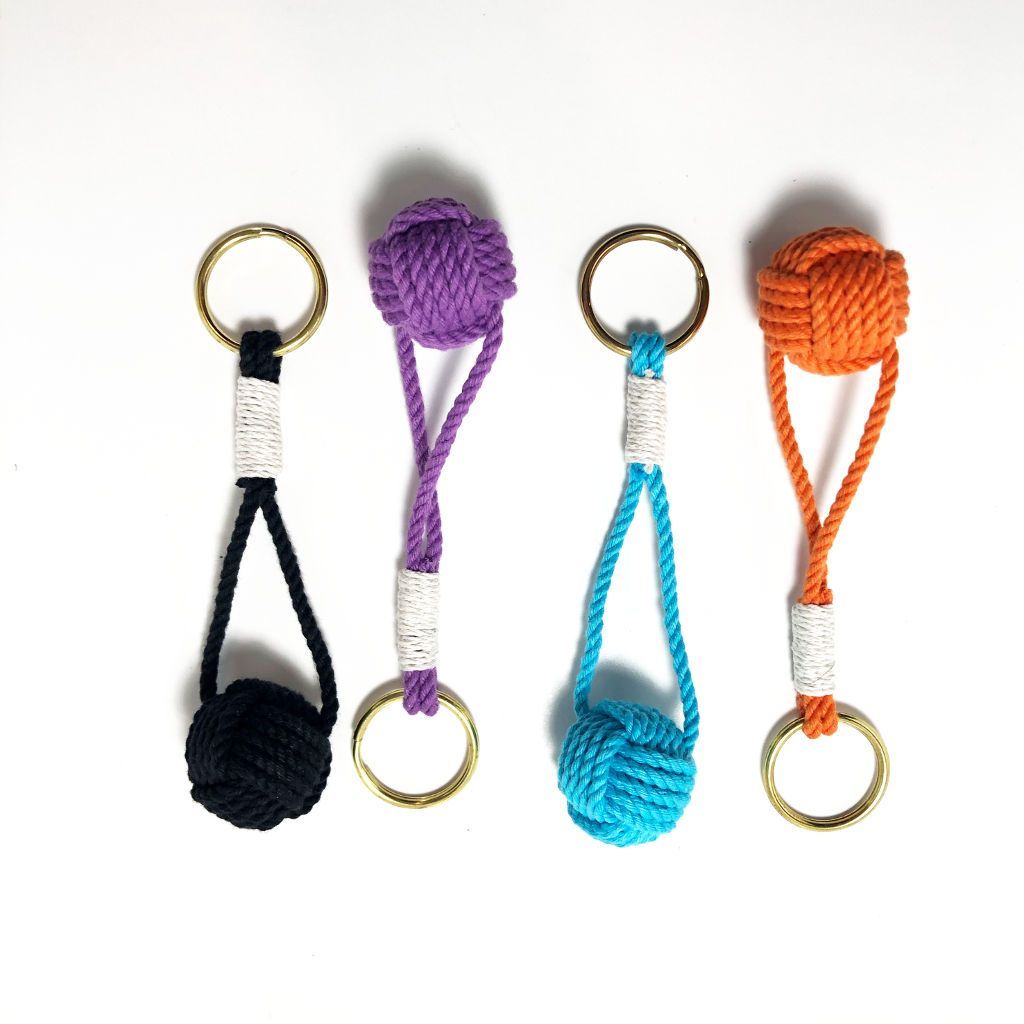 Nautical Knot Monkey Fist Key Chain, Traditional, Choose from 18 Colors handmade at Mystic Knotwork