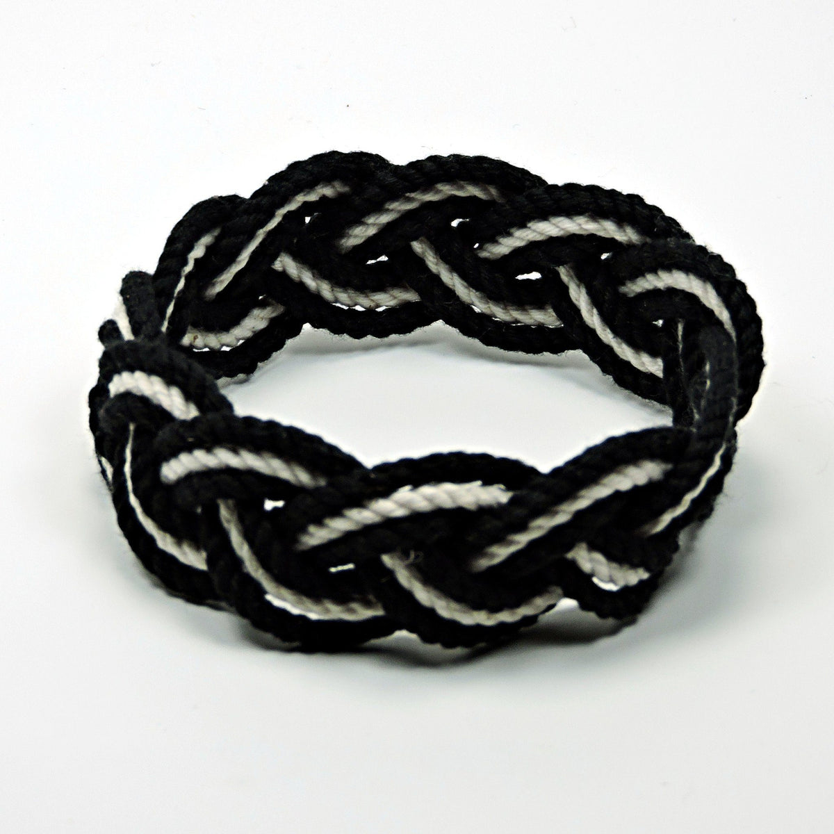 Nautical Knot Striped Sailor Bracelet, Nautical Colors w/ White Stripe handmade at Mystic Knotwork
