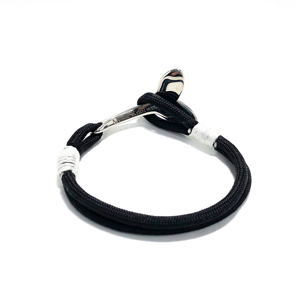 Nautical Knot Black Nautical Whale Tail Bracelet Stainless Steel 2 handmade at Mystic Knotwork