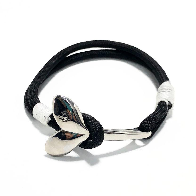 Nautical Knot Black Nautical Whale Tail Bracelet Stainless Steel 2 handmade at Mystic Knotwork