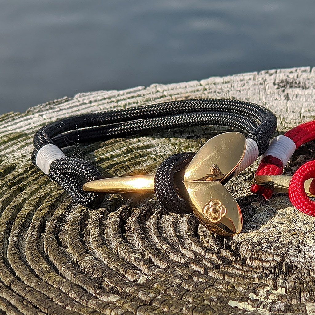 Black Nautical Whale Tail Bracelet Brass 002 Mystic Knotwork 