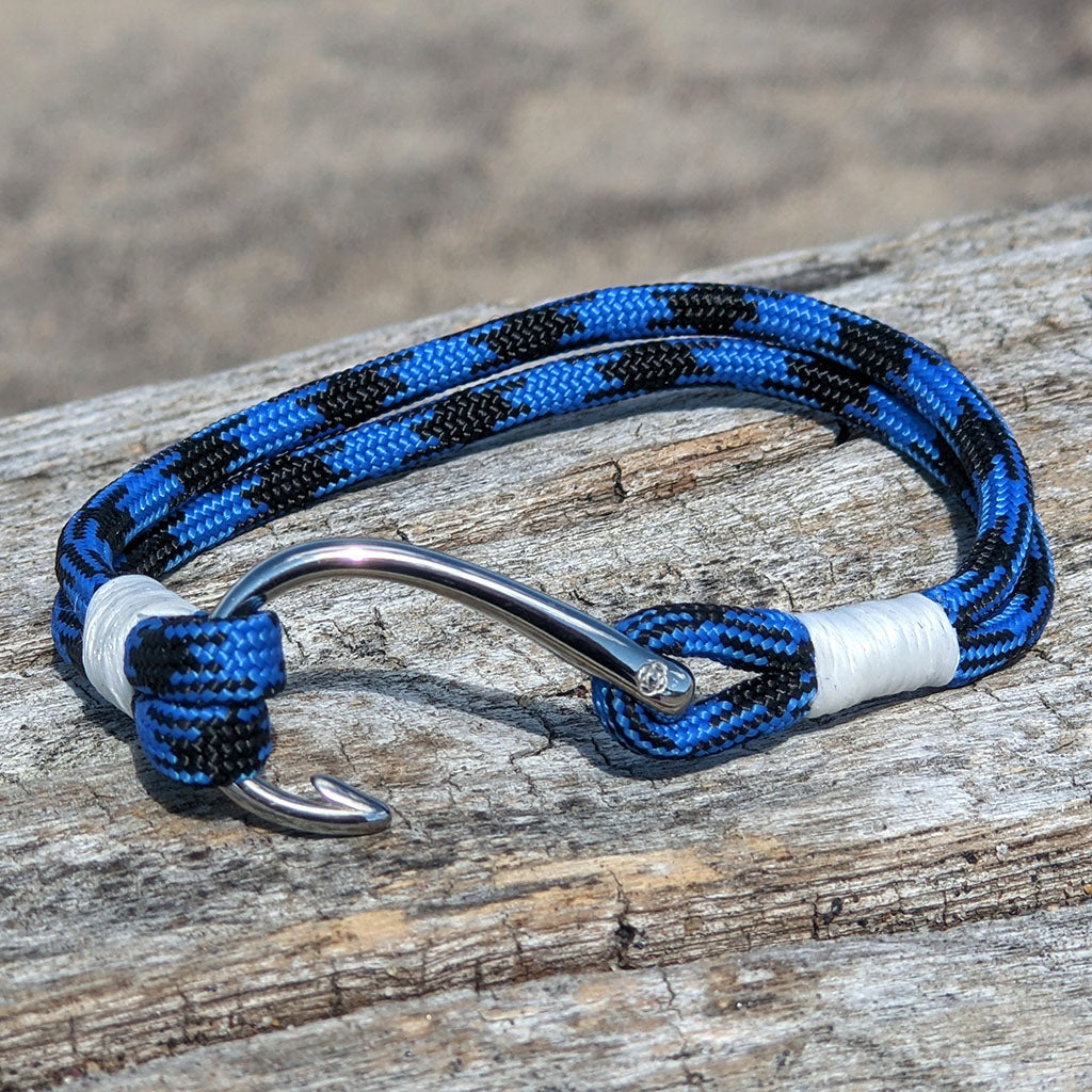 Black and Blue Nautical Fish Hook Bracelet 098 Small 6
