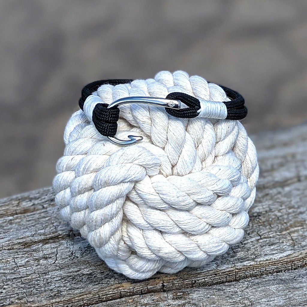Black Nautical Fish Hook Bracelet 002 Bracelets Mystic Knotwork 