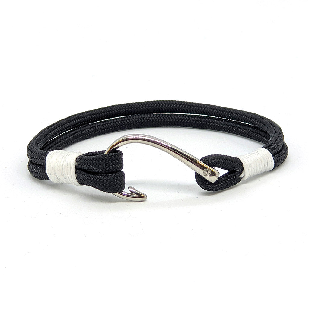 Fish Hook Nautical Bracelet 14 Color Choices Mystic Knotwork Small 6" black 
