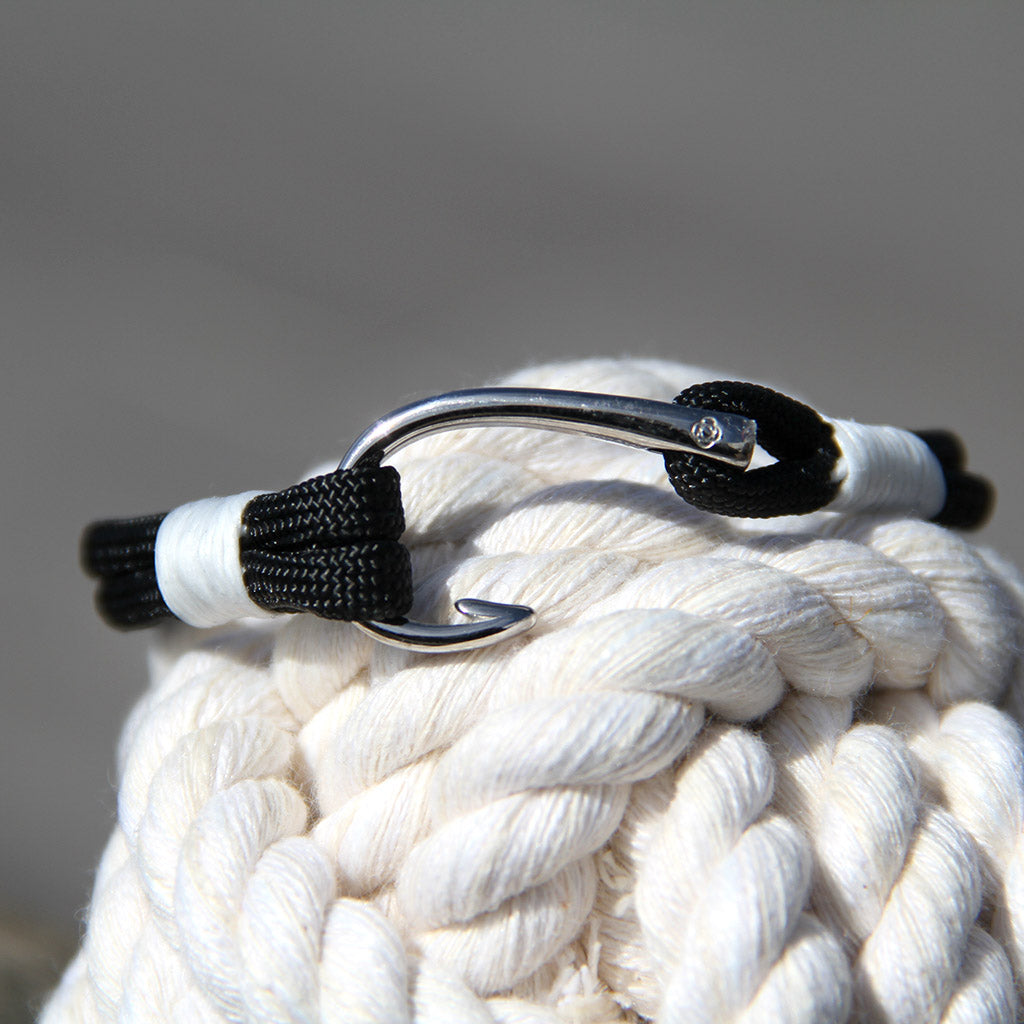Black Nautical Fish Hook Bracelet 002 Bracelets Mystic Knotwork 