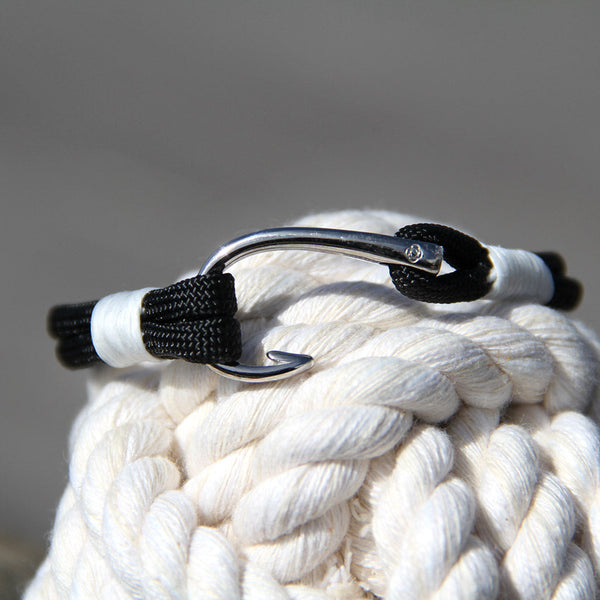 Nautical Black and Blue Nautical Fish Hook Bracelet 098 handmade for $ 28.00