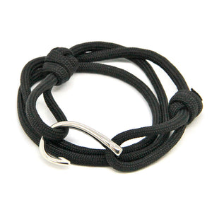 Adjustable Fish Hook Wrap, Bracelet or Anklet 14 Color Options Mystic Knotwork Black (#20) 