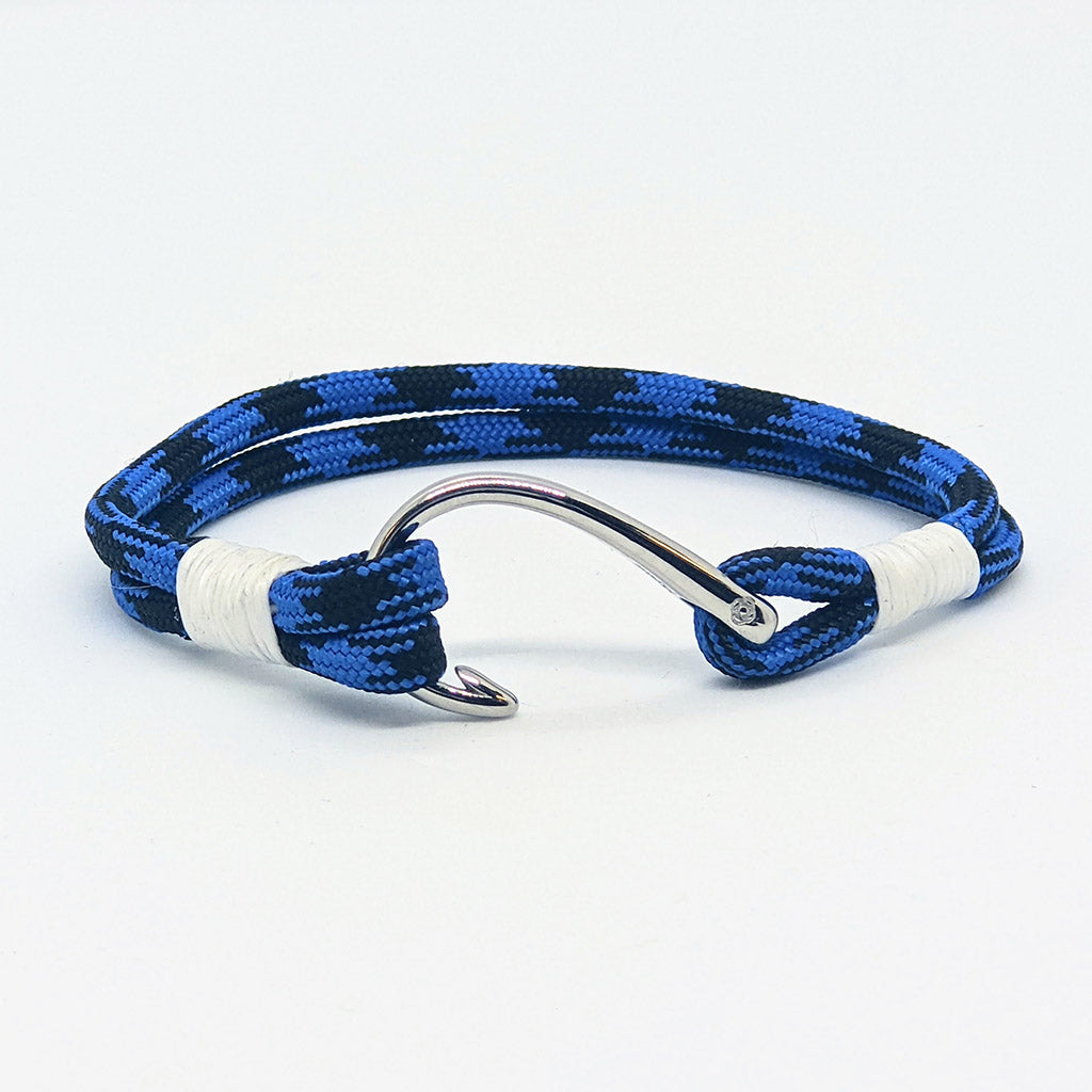 etsy fish hook wristband Black and Blue Nautical Fish Hook Bracelet 098 Small 6"