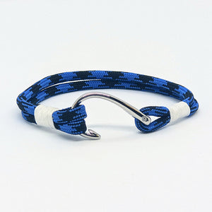 Black and Blue Nautical Fish Hook Bracelet 098 Bracelets Mystic Knotwork Small 6" 