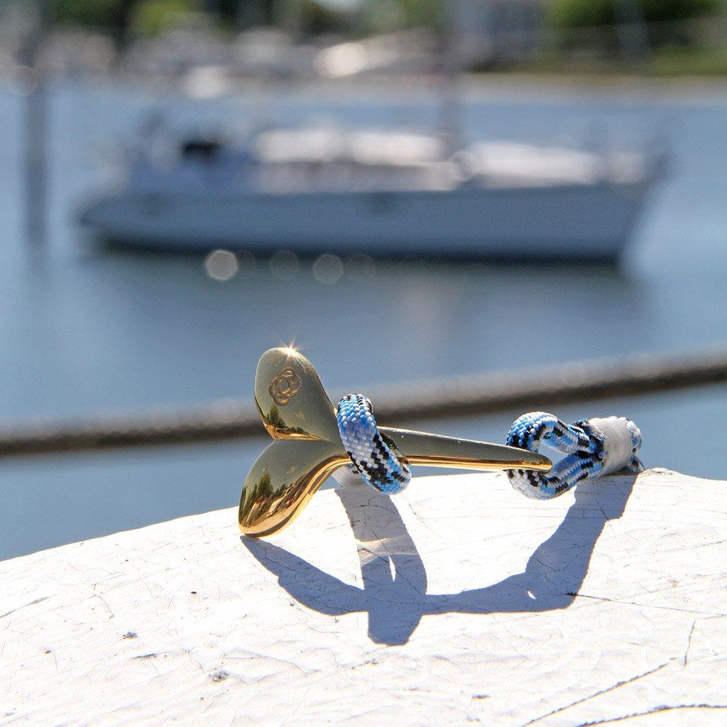 Blue Ice Nautical Whale Tail Bracelet Brass 074 Mystic Knotwork 