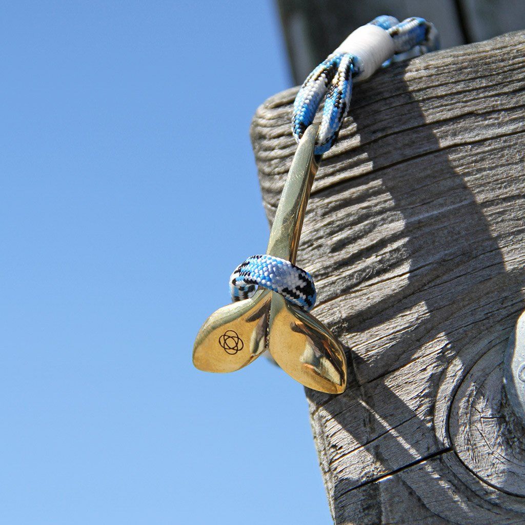 Nautical Blue Ice Nautical Whale Tail Bracelet Brass 074 handmade for $  28.00