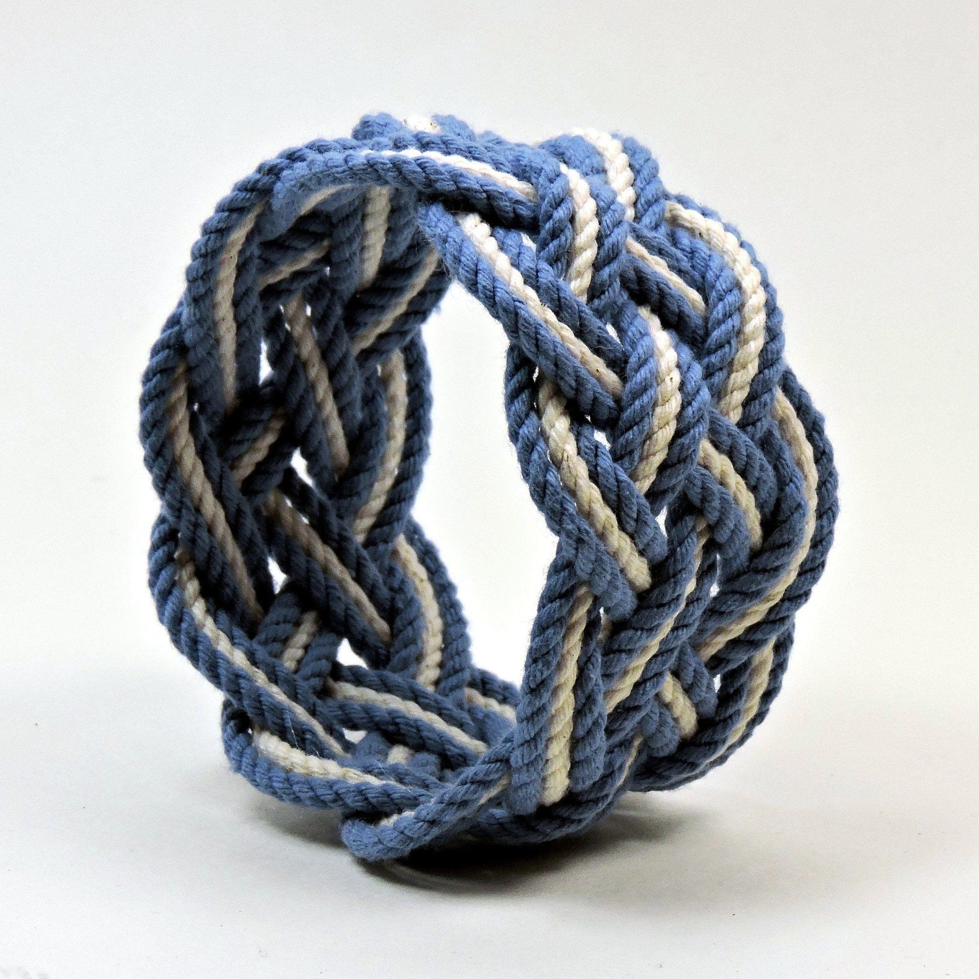 Nautical Knot Wide Striped Sailor Knot Bracelet handmade at Mystic Knotwork