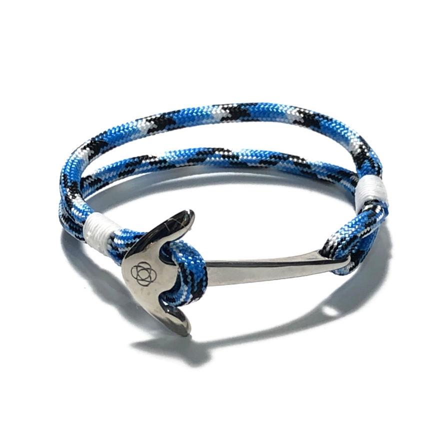 Nautical Knot Blue Ice Nautical Anchor Bracelet Stainless Steel 74 handmade at Mystic Knotwork