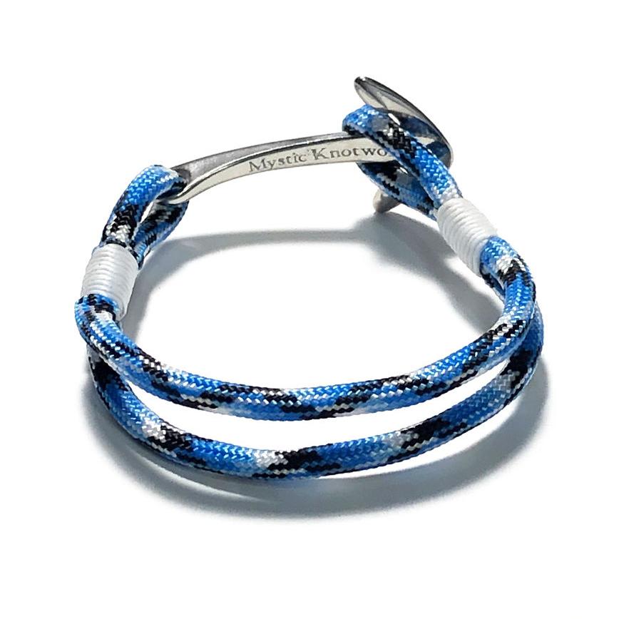 Nautical Knot Blue Ice Nautical Anchor Bracelet Stainless Steel 74 handmade at Mystic Knotwork