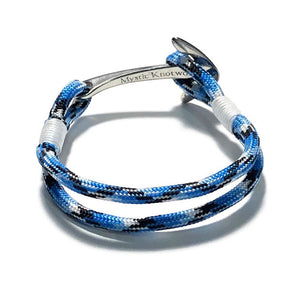 Nautical Knot Blue Ice Nautical Anchor Bracelet Stainless Steel 74 handmade at Mystic Knotwork