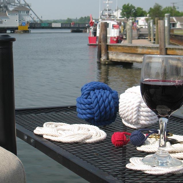 Nautical Knot Nautical Knot Card Holder, Blue, 4.5", 4-Pass handmade at Mystic Knotwork