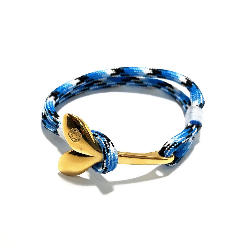 Blue Ice Nautical Whale Tail Bracelet Brass 074 Mystic Knotwork 