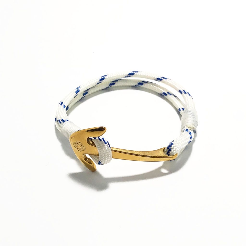 Blue Stripe Nautical Anchor Bracelet Brass 165 Mystic Knotwork 
