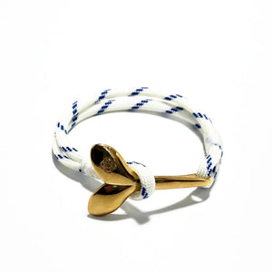 Blue Stripe Nautical Whale Tail Bracelet Brass 165 Mystic Knotwork 