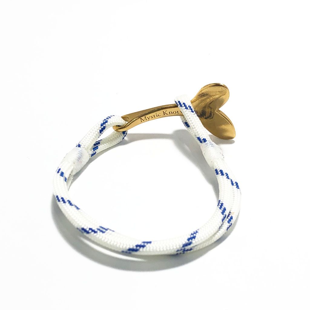 Blue Stripe Nautical Whale Tail Bracelet Brass 165 Mystic Knotwork 